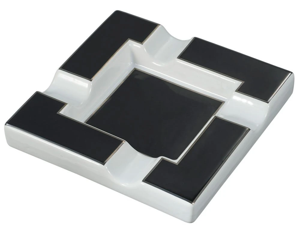 Visol Renner White & Black Ceramic Cigar Ashtray - Image 2