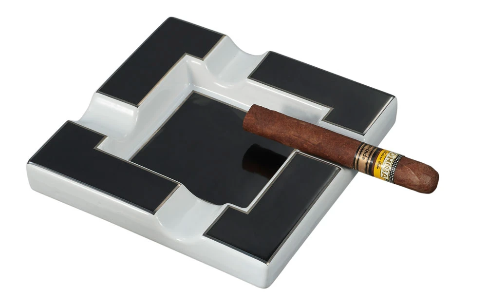 Visol Renner White & Black Ceramic Cigar Ashtray - Image 3