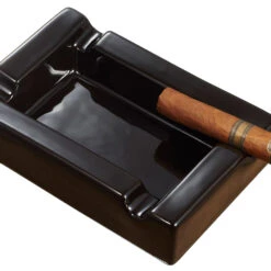 Visol Wesley Black Rectangular Cigar Ceramic Ashtray With Free Laser Engraving