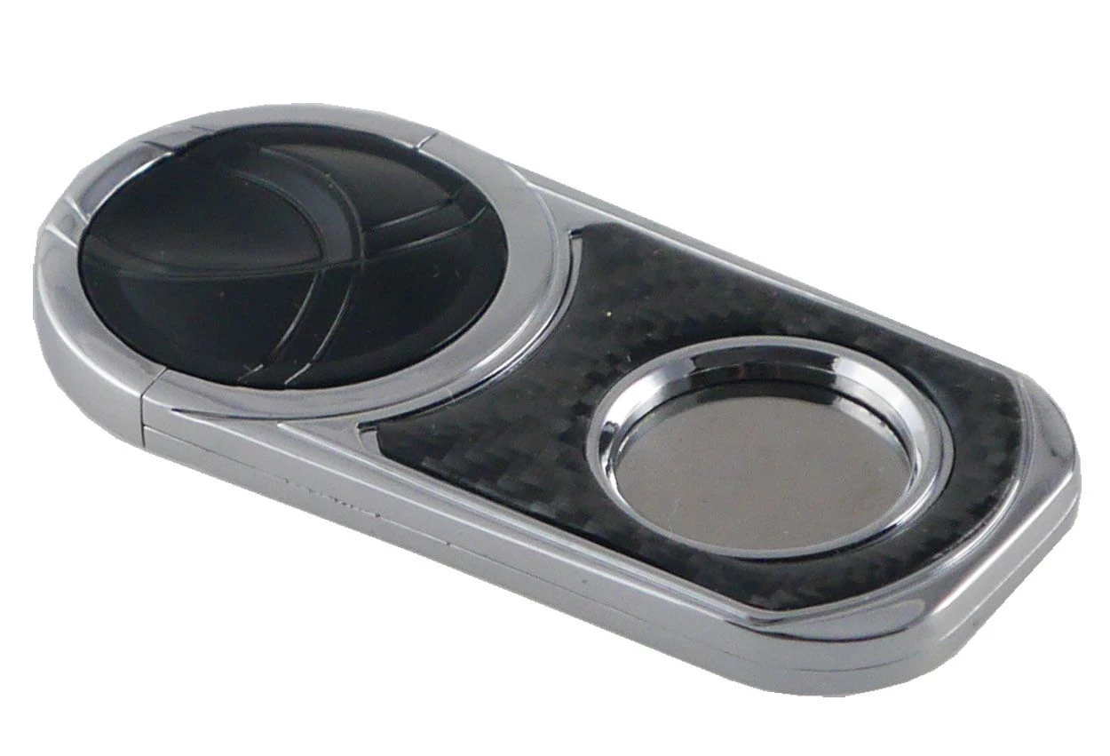 Visol Chrome With Carbon Fiber And Matte Black Handle Single Blade Cigar Cutter
