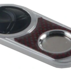 Visol Chrome With Red Carbon Fiber And Matte Black Handle Single Blade Cigar Cutter