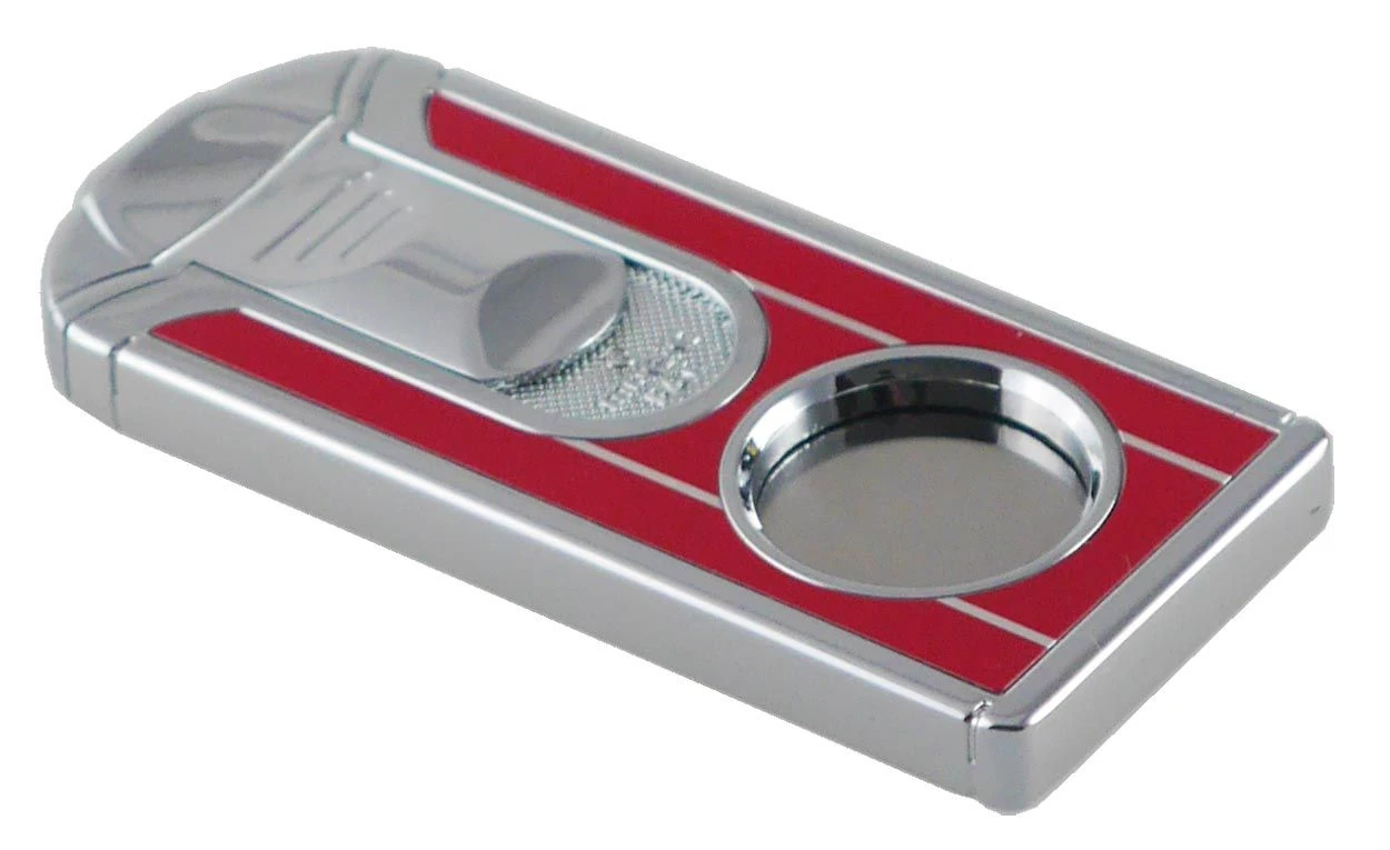 Visol Chrome With Red Lacquer Single Blade Cigar Cutter
