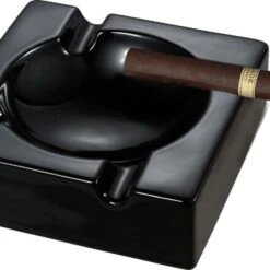 Visol Donovan Black Ceramic Cigar Ashtray For Patio Use