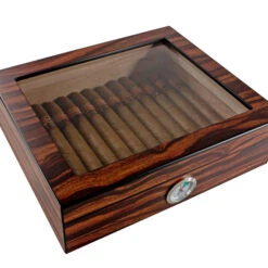 Visol Eiger Small Glasstop Humidor, Ashtray And Cutter Gift Set