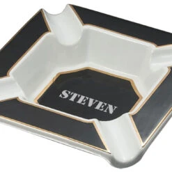 Visol Festus Large Cigar Ashtray - Matte Black And Gold