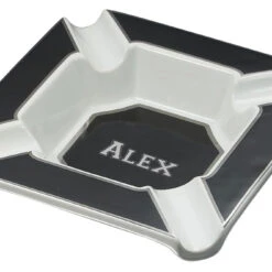 Visol Festus Large Cigar Ashtray - Matte Black And Silver