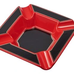 Visol Festus Large Cigar Ashtray - Matte Black And Red