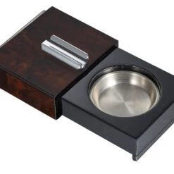 Visol Loki Sliding Ashtray With Removable Ashtray And Compartments - Burl Wood