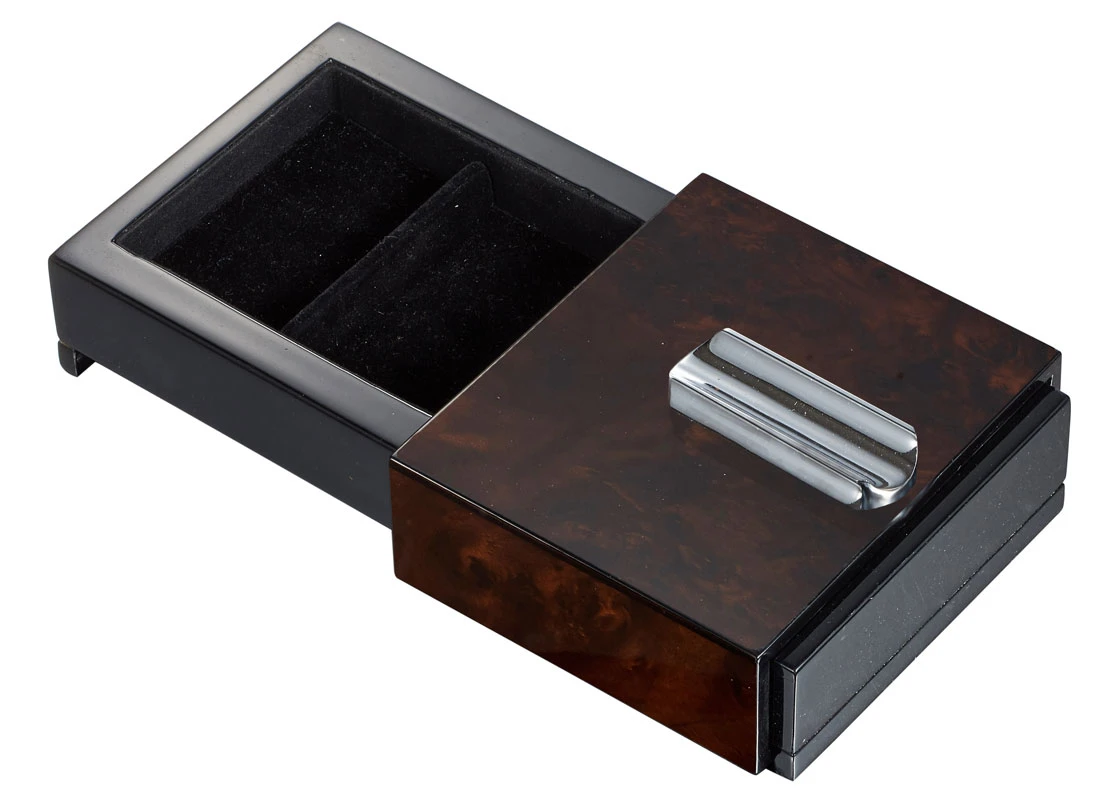 Visol Loki Sliding Ashtray With Removable Ashtray And Compartments - Burl Wood - Image 3