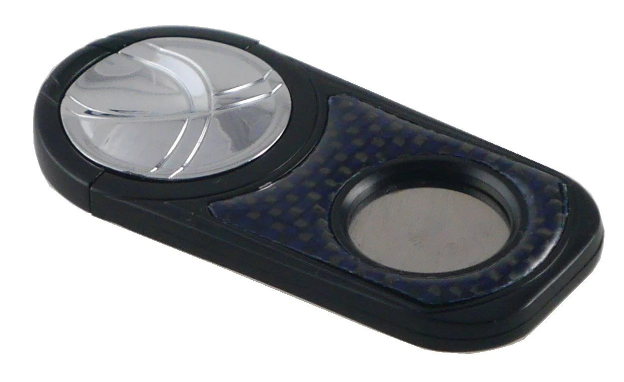 Visol Matte Black With Carbon Fiber And Chrome Handle Single Blade Cigar Cutter