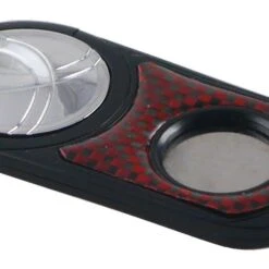 Visol Matte Black With Red Carbon Fiber And Chrome Handle Single Blade Cigar Cutter