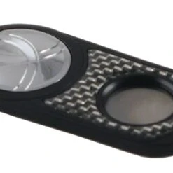 Visol Matte Black With Silver Carbon Fiber And Chrome Handle Single Blade Cigar Cutter