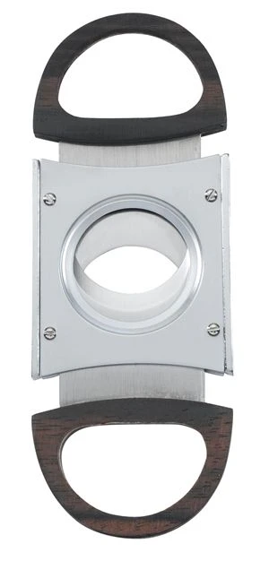 Visol Raleigh Satin Chrome Woodgrain Guillotine Cigar Cutter