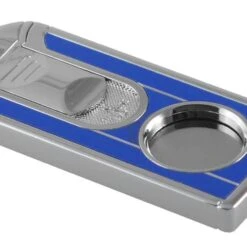 Visol Chrome With Blue Lacquer Single Blade Cigar Cutter