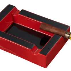 Visol Wesley Red And Black Rectangular Cigar Ceramic Ashtray
